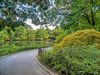 Gapstow Bridge in Central Park, late summer