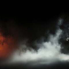 Fototapeta premium Eerie smoke fills the night