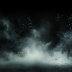 Mysterious fog in the forest