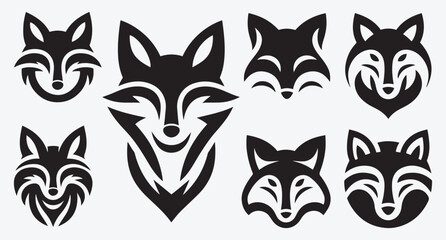 Fototapeta premium Fox Logo Silhouette Bundle Clip Art Vector Illustration