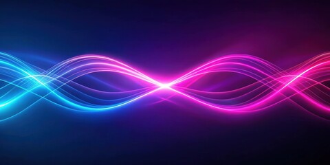 Naklejka premium Abstract futuristic background with pink, purple, and blue glowing neon moving high-speed wave lines, neon, abstract, futuristic