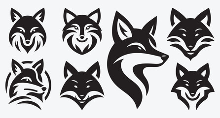Obraz premium Fox Logo Silhouette Bundle Clip Art Vector Illustration