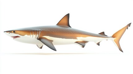 Reef shark clipart, element, 3D illustration, realistic, isolated on white background