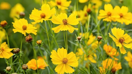 Fototapeta premium Coreopsis blooms with stunning yellow flowers all summer