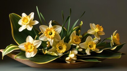 Corn leaf daffodil arrangement © AbstractAI