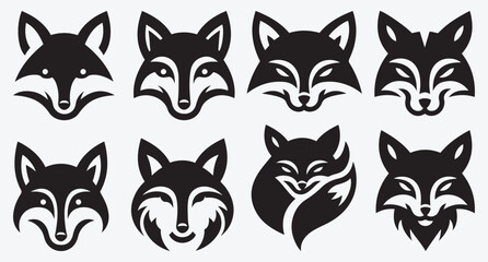 Obraz premium Fox Logo Silhouette Bundle Clip Art Vector Illustration