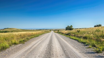 Fototapeta premium Country Road and Clear Blue Sky