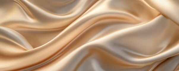 Obraz premium Luxurious golden silk fabric folds, smooth texture. Elegant textile and fashion concept