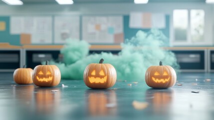 A spooky school science experiment gone wrong glowing pumpkins coming to life