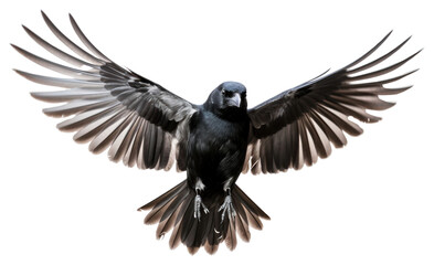 Naklejka premium PNG Majestic crow in flight captured