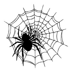Obraz premium Halloween. Black and white drawing. Logo design for use in graphics. Spider
