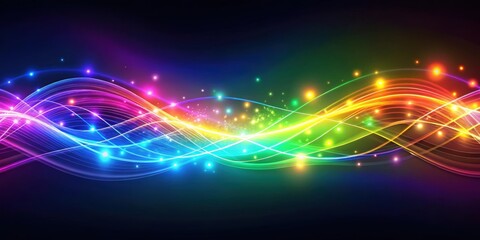 Obraz premium Abstract background with colorful glowing wave lights, abstract, background, glowing, wave, lights, pattern, motion