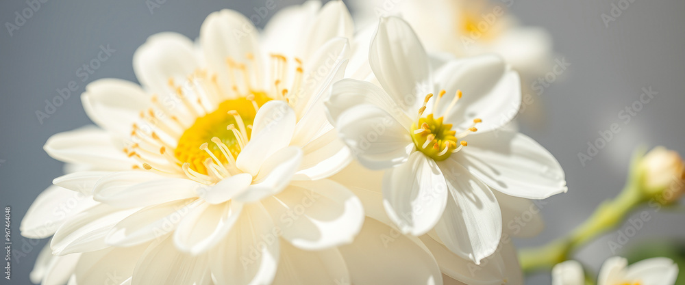 Canvas Prints Closeup of White Flower with Yellow Center