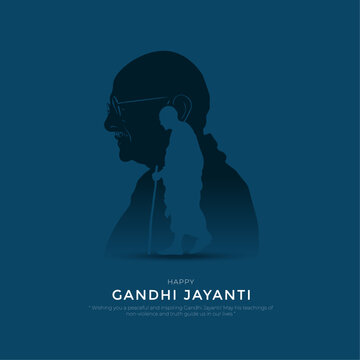 2nd October - Happy Gandhi Jayanti Post and Flyer Template. Mahatma Gandhi Jayanti Creative with Text and Silhouette Vector Illustration