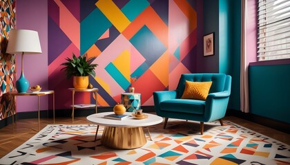 Photo interior modern design room 3d illustration;