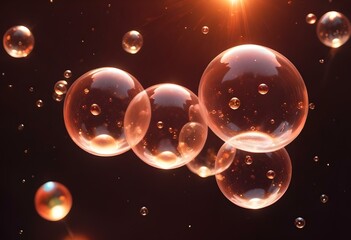 Bubbles floating on a black background with the words bubbles on the bottom
