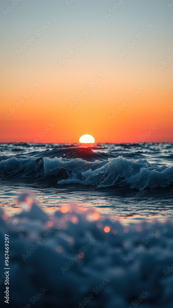 Wall mural Sunset over the Ocean with a Wave