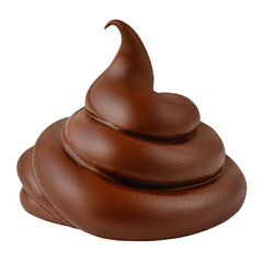 Chocolate cream swirl isolated. Twisted Chocolate paste on white background. Package design element .