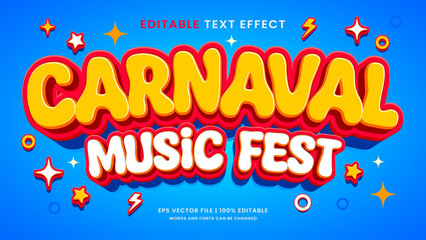 Carnaval music fest 3d editable text effect