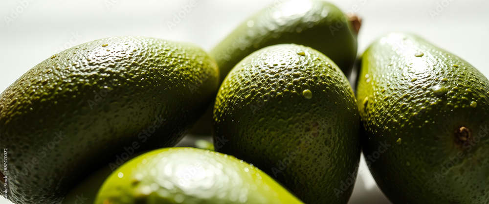 Poster Close-up of Fresh Avocados with Water Droplets