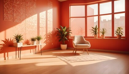 Photo interior modern design room 3d illustration;