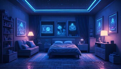 Photo interior modern design room 3d illustration;