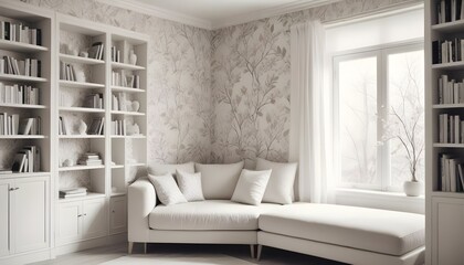Photo interior modern design room 3d illustration;