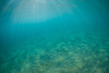 Underwater view of clear sand bottom.