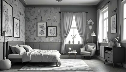 Photo interior modern design room 3d illustration;