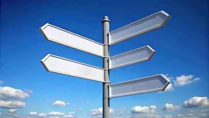 Directional signposts against a clear blue sky , direction, sign, blank, sky, blue, navigation, guidance, destination