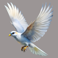 Obraz premium Free Vector White dove flying white background generative ai