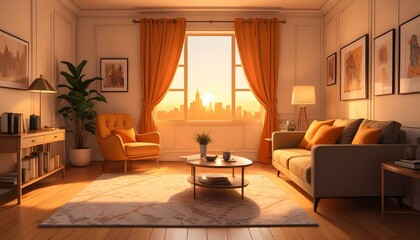 Photo interior modern design room 3d illustration;