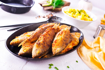 Fish fried with lemon and aroma spice