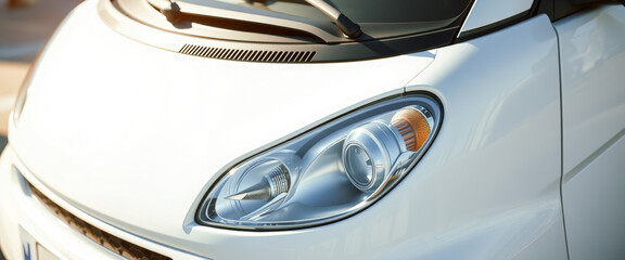 White Car Headlight Close-up