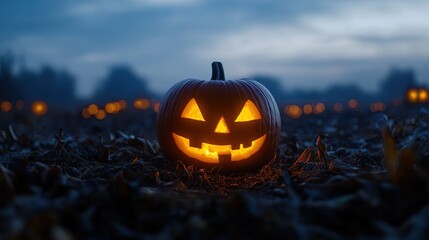 Jack-o'-Lanterns at Night for Halloween