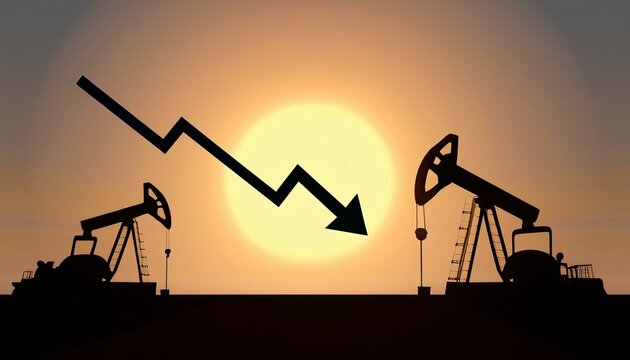 Concepto minimalista bajada del precio y coste de producci&oacute;n del petr&oacute;leo. Energ&iacute;a contaminante. Combustible f&oacute;sil