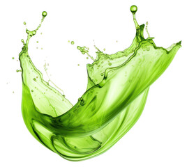 Green liquid splash expression beverage cocktail.