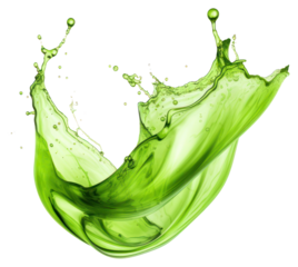 Green liquid splash expression beverage cocktail.