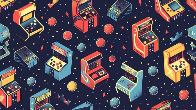 Retro arcade pattern wallpaper