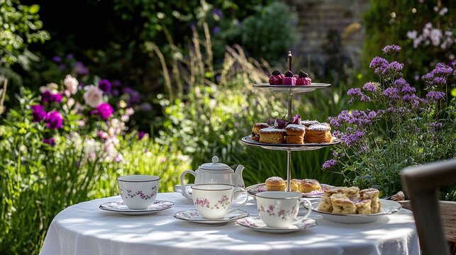 Afternoon tea and cakes in the garden