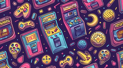 Retro arcade pattern wallpaper
