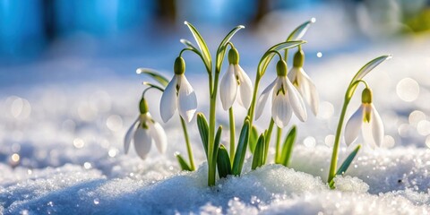 Maigl?ckchen im schmelzenden Schnee Fr?hlingsbeginn in der Natur, Maigl?ckchen, Schnee, Fr?hling, Natur, Blumen, Erwachen