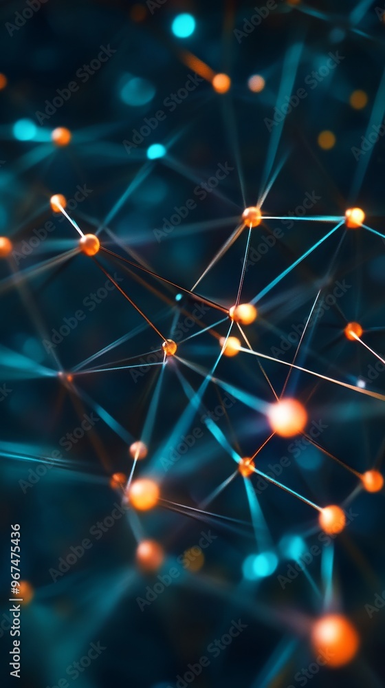 Poster Abstract network connections with glowing nodes