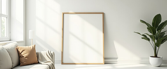 Mockup of an Empty Frame in a Minimalist Interior