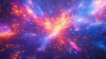 Naklejka premium Explosion colorful rays. Shine dynamic scene. Magic moving fast lines. Hologram display. Bright blurred waves. Stylish space bright fantasy abstract background. Future tech. 3D illustration.