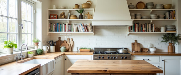 Rustic Kitchen With Farmhouse Sink and Wood Countertop