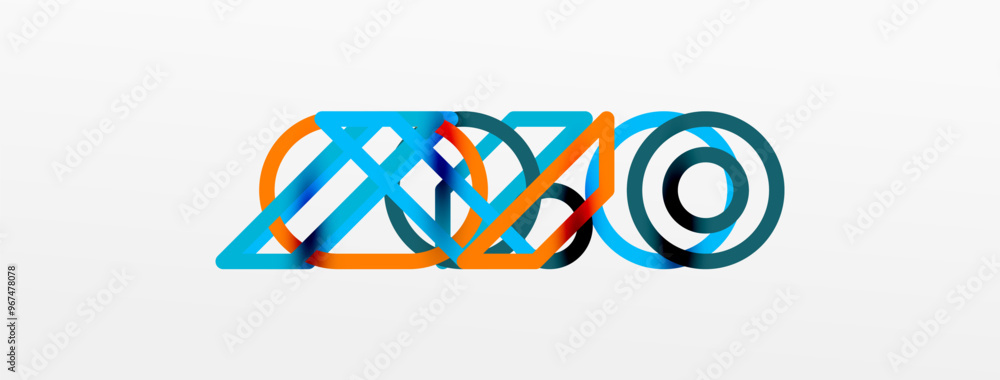 Poster abstract background - colorful circle lines technology or business digital template