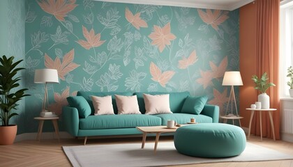 Photo interior modern design room 3d illustration;