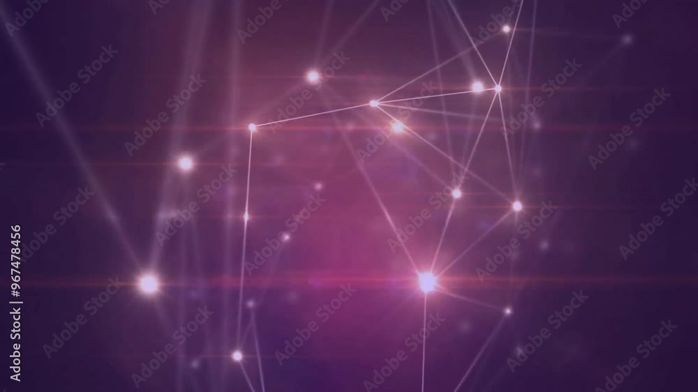 Poster animation of network of connections with glowing spots on dark background