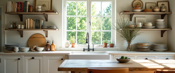 Kitchen Sink With Rustic Decor and Natural Light